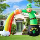 St. Patricks Day Inflatable Decorations 8ft Leprechaun Rainbow Arch with Gold Coin Pot and Cloud Built-in LED Lights Outdoor Theme Party Decor Holiday Lawn Yard Garden Patio Dcor