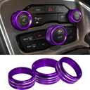 3PCS Air Conditioner Switch Button Knob Cover, Aluminum Alloy Knob Ring Trim Cover, Climate Control Knob Covers, Auto Accessories Compatible with Dodge Challenger Durango 2015-2022 (Purple)