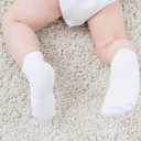 Zaples Baby Non Slip Grip Ankle Socks with Non Skid Soles for Infants Toddlers Kids Boys Girls (White, XS)