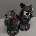 Hedoc 2 Pack Fake Owl Decoys to Scare Birds Away, Rotating Head Bird Deterrents, Nature Enemy Scarecrow Plastic Statues, Pest Repellent for Gardens and Patios (10+11 Inch)