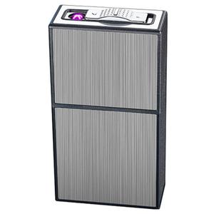 OLDENDO Cigarette Case with Lighter, 20 Capacity Portable Cigarettes Box Holder Dual Arc Lighter 2 in 1 USB Rechargeable Flameless Windproof (Black)