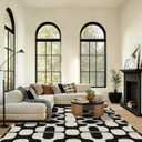 Latte&Fog 8x10 Area Rugs for Living Room, Large Vintage Washable Rug, Boho Non Slip Low Pile Carpet for Indoor Bedroom, Dining Room, Office, Dorm, Classroom, Farmhouse and Kids Room - Black Beige