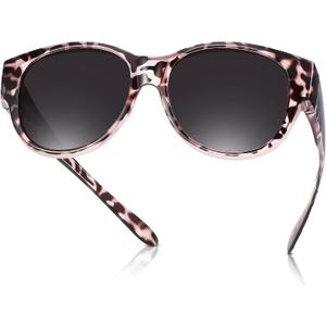Polarized Fit Over Sunglasses for Women Men Stylish Cat Eye Wear Over Sun Glasses UV Protection (Rda-grey Leopard)