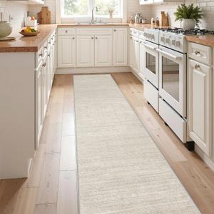 Valenrug Washable Rugs 2x10 - Stain Resistant 2x10 Area Rugs for Living Room, Non Slip Backing Large Area Rugs for Bedroom, Folable Machine Washable Area Rug (2'x10', Beige)