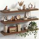 36" Floating Shelves for Wall, Set of 3, 8" Deep, 1.5" Thick, Walnut Finish, 36"L x 8"D x 1.5"H, 3Pack