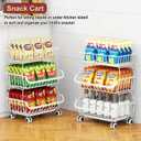 3-Tier Rolling Pantry Cart with Wheels, Stackable Wire Storage Floor Organizer for Kitchen Pantry Snack Shelves, Fruit Basket Stand, Vegetable Storage Rack for Food Snacks Onion Potato, White