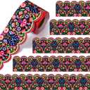 Fuutreo 32.8 ft Mexican Bulletin Board Borders Spanish Bulletin Border Office Scalloped Trim for School Fiesta National Hispanic Heritage Month Party Decoration (Multicolor)