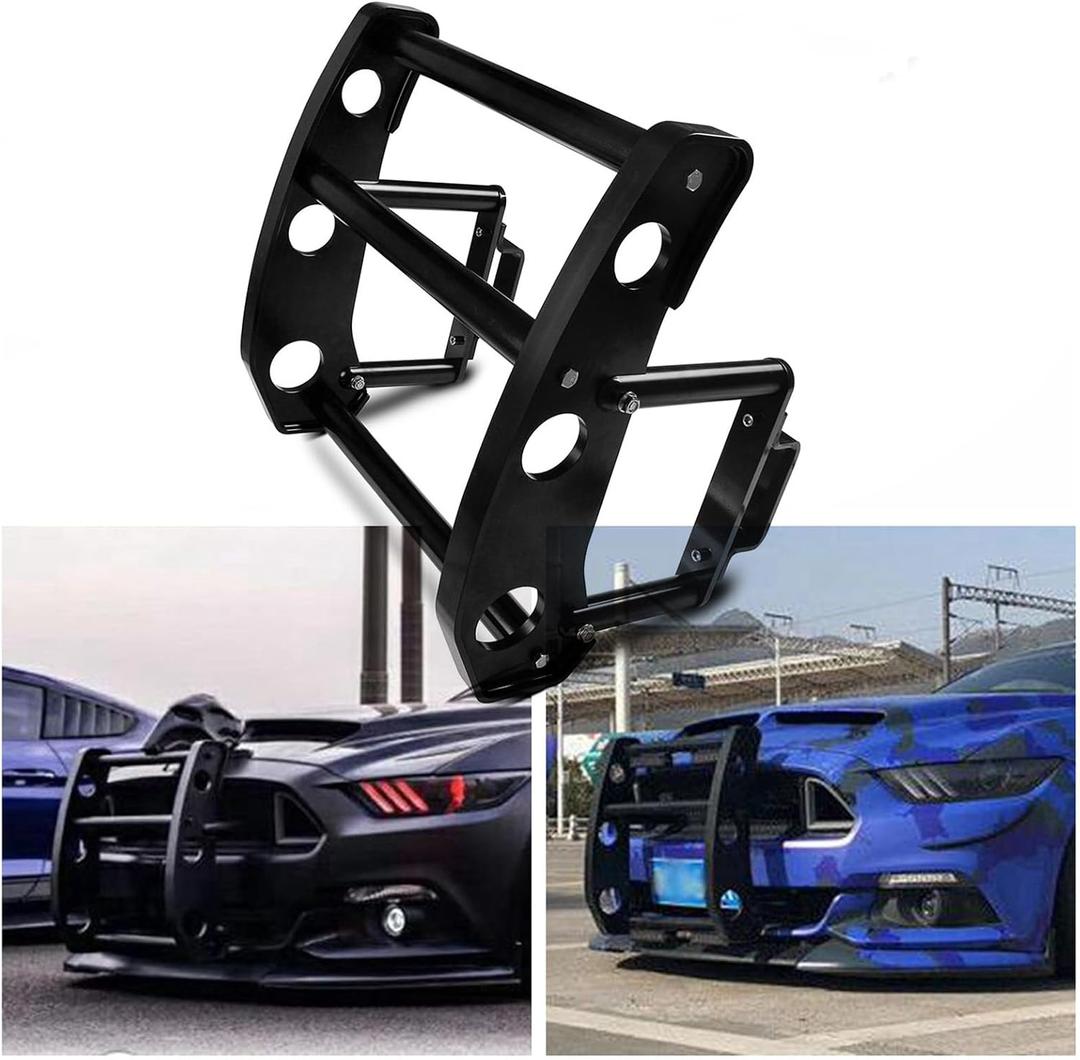 Dyno Racing Black Car Front Bumper Beam Bracket Protector Safety Bar Kit Bull Bar Grille Guard Removable Compatible With Ford Mustang 2015-2019