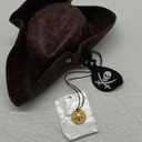Pirate Hat Costome Accessories for Kids- Faux Leather Pirate Hats for Woman, Eye Patch & Necklaces - Halloween Tricorn Hat Brown Vintage Wrinkle Distressed