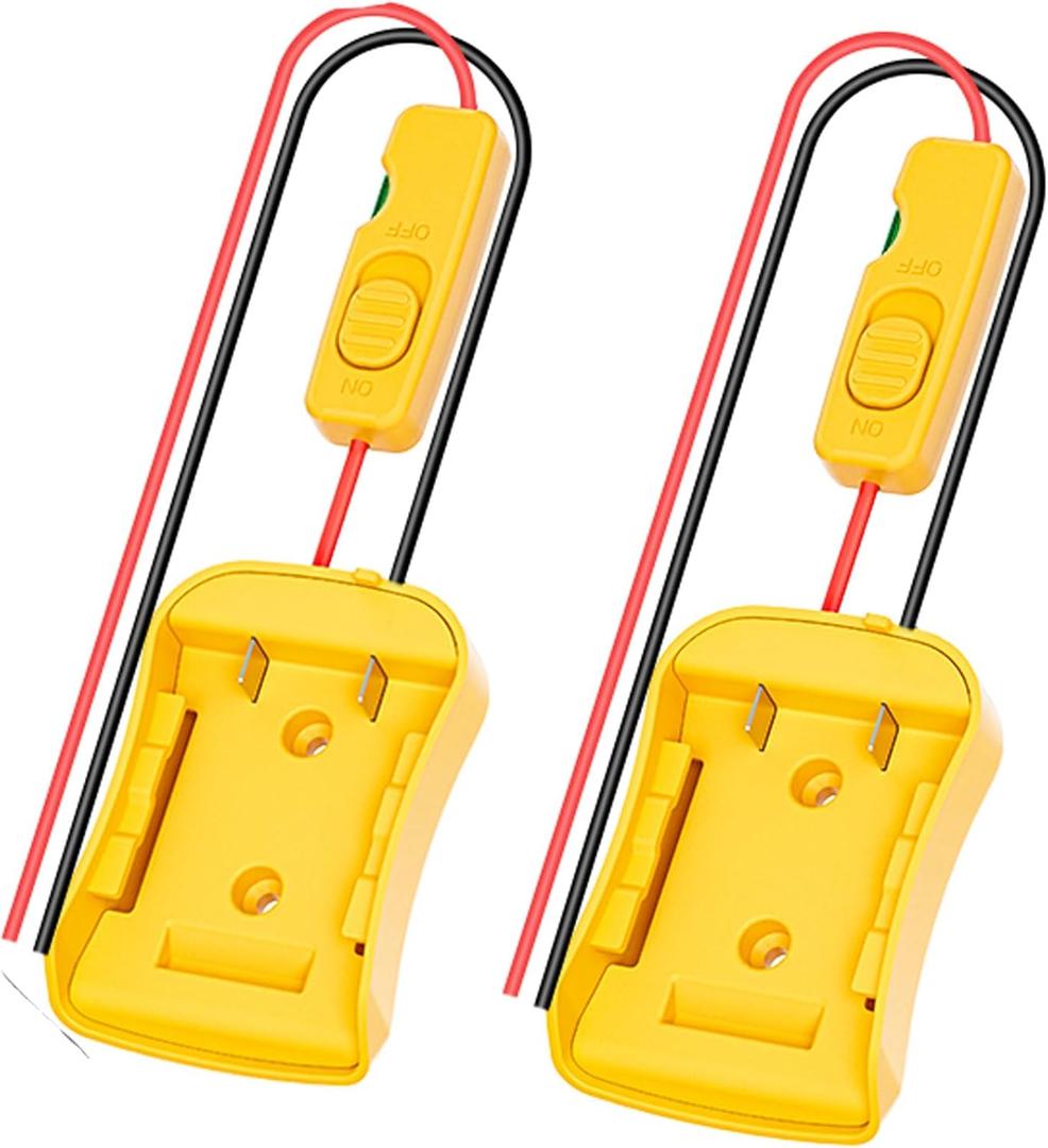 2 x 2 Packs Power Ride Wheel Adapter Compatible for dewalt 20v Battery with Fuses & ON/Off Switch, Battery Converter with Wire Terminals, 14AWG Wire, for Rc Car Toys, Robotics, Rc Truck, DIY use