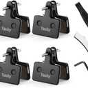 Bike Brake Pads, 4 Pairs Disc Brake Pads High-Performance with Installation Tools, Premium Semi-Metallic & Organic Resin MTB Bicycle Brake Pads Replacement Compatible with TRP Tektro Shimano Deore Br