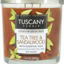 Tuscany Premium Satin Wax Candle Tea Tree & Sandalwood Candle, 14 oz