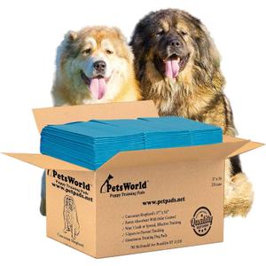 PETSWORLD Enormous Dog Training & Potty Pads, 37x54 inch - Tear Resistant with Strong Leak-Proof Backing, Optional Adhesive Tape, 25 Count