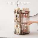 360 Rotating Makeup Organizer with Lipstick Slots, DIY 8 Adjustable Height Spinning Skincare Organizers, Brush and Perfume Storage Carousel, Cosmetic Display Case for Vanity Bathroom Countertop