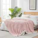 Snuggle Sac Fluffy Ribbed Blanket Pink Twin Size, Soft Luxurious Knit Throw, Fuzzy Plush Microfiber Blankets for Couch, Sofa, Bed, Pink, 60x80 inches