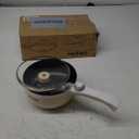 Dezin Hot Pot Electric with Steamer Upgraded, Non-Stick Saut Pan, Rapid Noodles Electric Pot, 1.5L Mini Pot for Steak, Egg, Fried Rice, Ramen, Oatmeal, Soup with Power Adjustment (Beige 2)