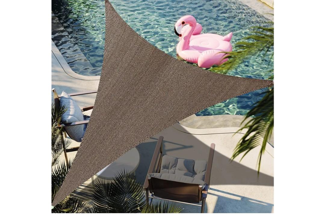 12' x 12' x 12' Brown Triangle Sun Shade Sail Canopy Durable Fabric UV Block Awning