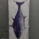 Yihui Arts Canvas Wall Art Hand Painted Abstract Tuna Fish Painting Modern Artwork Coastal Pictures in Blue and White Color for Bedroom Decoration