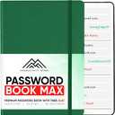 PRODUCTIVITY STORE Mini Password Journal Book with 100 Password Pages, 5.5x8.3 Inches, Small and Cute, Lined Notebook for School, Work, Travel, Home (Green)