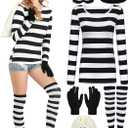 URATOT Women's Robber Costume Set Cosplay Thief Accessories for Halloween Party (X-Large)