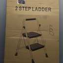 2 Step Ladder, Portable Steel Folding Step Stool with Wide Anti-Slip Pedal & Convenient Handgrip, 500lbs Sturdy Steel Ladder, Black