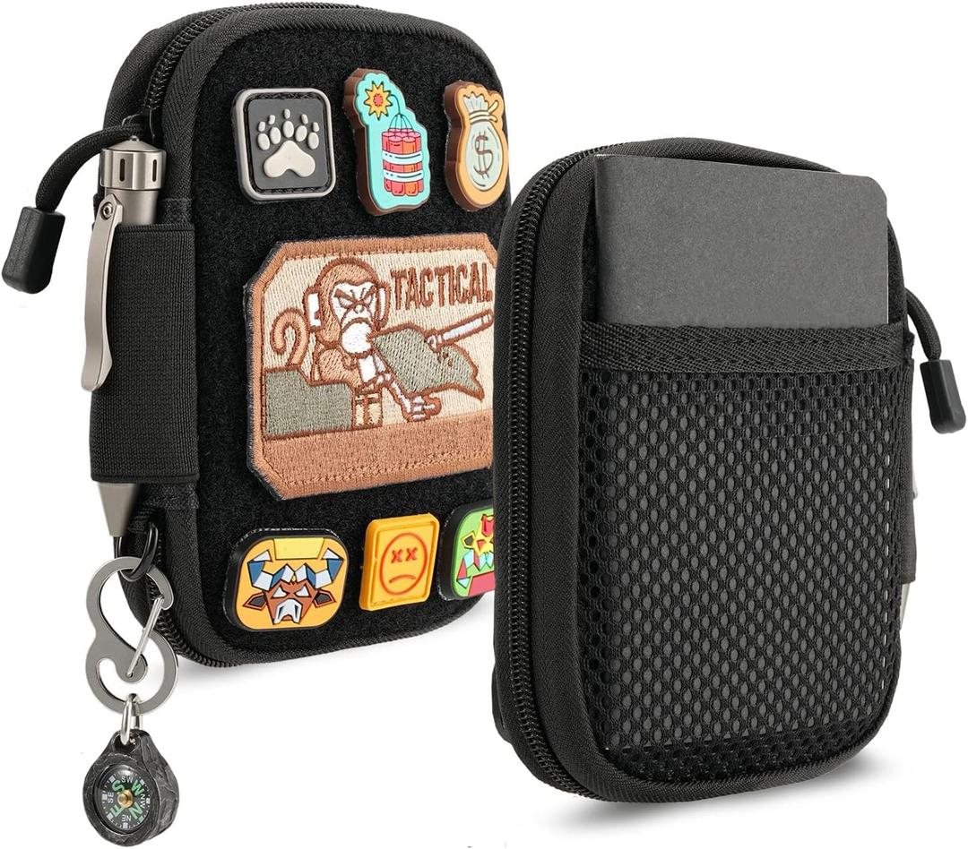 Mighty Pouch - Nylon EDC Pocket Organizer with Patches & D-Ring, Multitool Organizer for EDC Gears