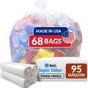 Reli. 95 Trash Bags Heavy Duty | 68 Trash Bags | Super Sizeable for Serious Garbage Cleanup (Clear)