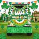 28 Pcs St. Patrick's Day Parade Golf Cart Decoration Kit Saint Patrick Golf Cart Car Decor Irish Burlap Bunting Flag Paper Banner Metallic Tinsel Garland Shamrock Balloon Stickers for St Patricks Day
