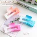 Sppry Medium Rectangle Matte Claw Clips for Women Thin Hair, Gradient Color, Set of 3 (Light Pink, Purple & Green)