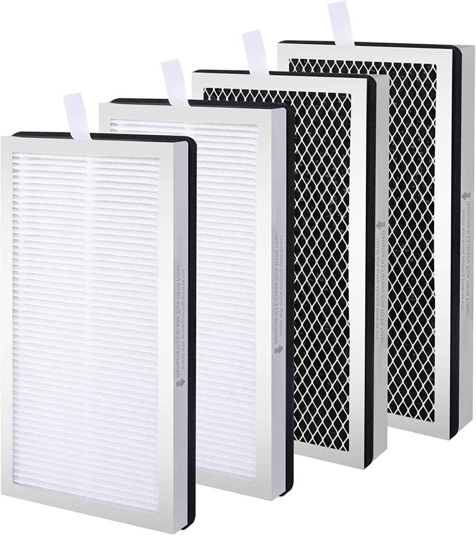 4 Pack Model 15 Replacement Filters Compatible with Air Puri-fier MA Series, H13 True and Activated Carbon, 3 in 1 with Pre-Filter