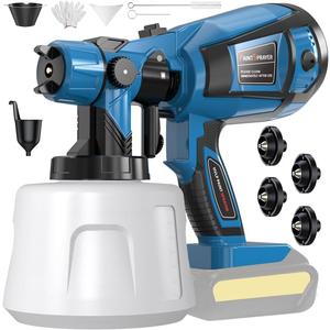 Macallen Paint Sprayer Tool High Power Electric Spray Paint Gun Easy to Clean for Furniture Cabinets Fence Walls Door Garden Chairs Dark Blue (Not Include Battery)