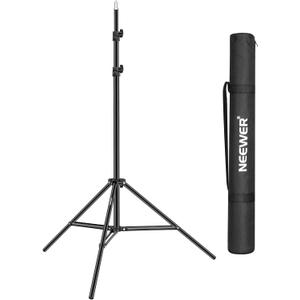 Neewer Collapsible Metal Photography Light Stand with Inner Spring Cushion, 1/4" Screw, and Carrying Bag for Lights, Reflectors, Softboxes, Backgrounds  6.2ft/1.9m, Black