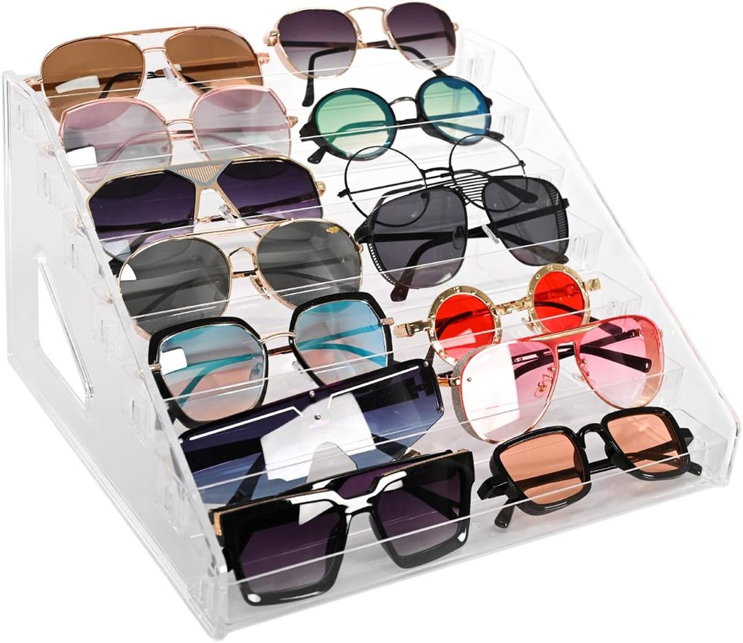 Sunglasses Organizer - Clear Eyeglasses Display stand - Eyeglasses Storage - For Glasses Tabletop Holder Stand (7 Layer)