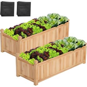 VIVOSUN 2-Pack Raised Garden Bed 3.6x1.3Ft Outdoor Wood 43.5x16x14 Planter