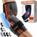 DR. BRACE® Elite Elbow Brace Support, Breathable Elbow Compression Sleeve with Gel Pad for Golfer's, Tennis Elbow & Tendonitis Treatment & Pain Relief 2024 (Grey-Orange, Large)