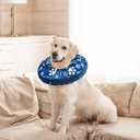 SCENEREAL Dog Cone Alternative After Surgery Donut Collar, Soft Pet Recovery Pillow Collar for Medium Large Dogs, Inflatable Adjustable Neck Collars to Prevent Licking, Bone and Paw Print E-Collars, Size: L(Neck 16"-18")