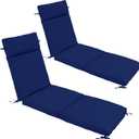 Chaise Lounge Cushion 72x21x3 Inch ?Set of 2 Outdoor Lounge Chair Cushions, Lounger Pad Replacement with Fade-Resistant, Removable & Machine-Washable Covers, Ideal for Patio Chaise Chairs, Navy Blue