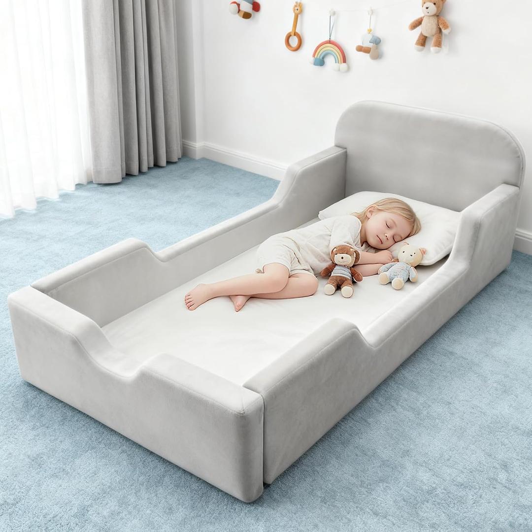 Toddler Floor Bed, No Assembly Needed - Super Soft Full Foam Kids Bed with Removable Washable Cover for Ages 3-5 (61.8"x31.5"x18.9")