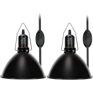 Reptile Light Fixture with Dimming Switch and Timer, 8.5 Inch Deep Dome Reptile Heat Lamp Fixture, Reptile Lamp Fixture Cap for UVB Bulb Basking Heat Bulb for Reptile Glass Terrariums, 2PCS Reptile Light Fixture with Dimming Switch and Timer, 8.5 Inch Deep Dome Reptile Heat Lamp Fixture, Reptile Lamp Fixture Cap for UVB Bulb Basking Heat Bulb for Reptile Glass Terrariums, 2PCS