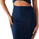 PRETTYGARDEN Women's Summer Midi Bodycon Dresses Casual Crew Neck Side Slit Sleeveless Knit Cut Out Tank Top Dress (M)