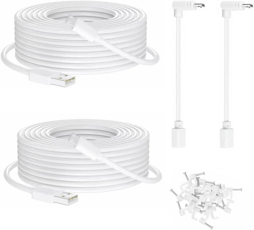 Micro USB Camera Extension Cable for Wyze, [2-Pack, 30ft] Power Extension Cord for Wyze Cam V4,V3 V2,Wyze Cam Pan,YI Home Camera,Nest-Cam Indoor,Oculus Go,Netvue,KasaCam,Furbo Dog,Blink