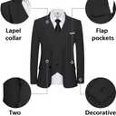Men's 3 Piece Linen Suits Casual Lightweight Blazer Jackets Vest Pants Set for Wedding Business Prom Suit (Black, L)