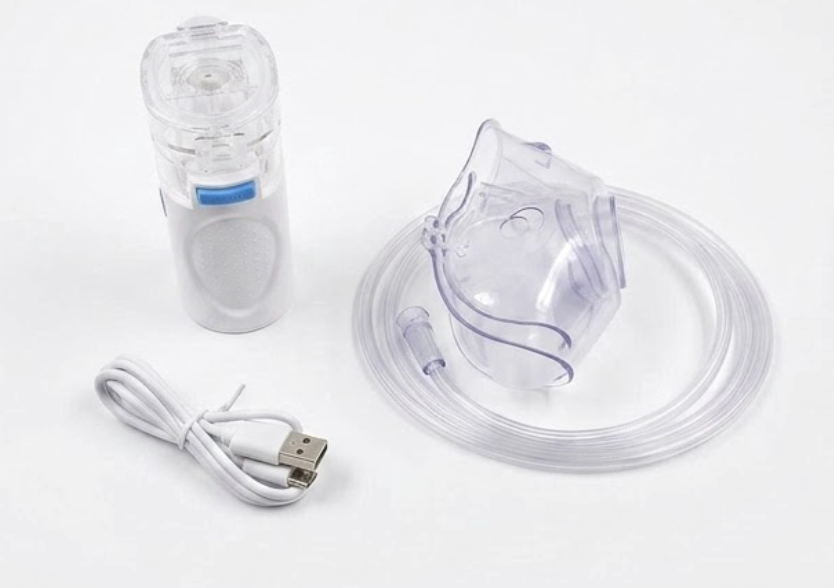 Portable Mesh Nebulizer for Travel, USB-C Rechargeable Handheld Steam Inhaler, Includes Adult & Child Mask for Home Office Use