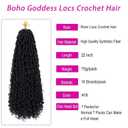 Goddess Locs Crochet Hair 22 Inch 7 Packs Boho Faux Locs Crochet Hair for Black Women Pre Looped Crochet Locs with Curly Ends (#1B)