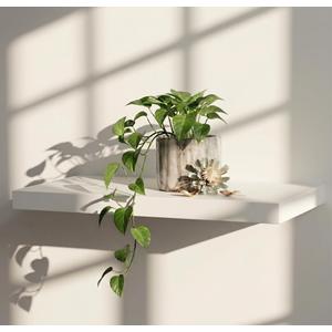 WELLAND Simons Floating Wall Shelf Ledge Shelves, 18-Inch, White Compact display space for books, plants, photos and decor in living rooms, kitchens, offices and entryways