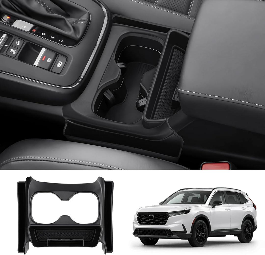 Karltys for Honda CRV Center Console Organizer Tray 2023-2025 2026, CR-V Cup Holder Gear Shift Storage Box, ABS Drink Holder Insert Protector Interior Accessories