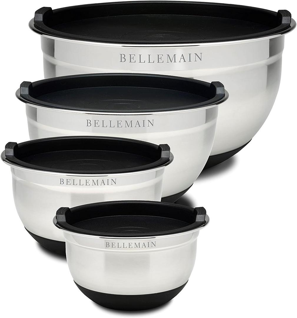 Bellemain Stainless Steel Non-Slip Mixing Bowls with Lids (3-Piece Set)