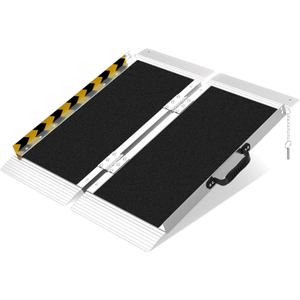 Portable Foldable Aluminum Wheelchair Ramp, 24"x29"x2", 600lb Capacity, with Rubber Traction Pads, Stainless Steel Hinges, for Home & Car (2FT(usable height 2-6 inch)) Portable Foldable Aluminum Wheelchair Ramp, 24"x29"x2", 600lb Capacity, with Rubber Traction Pads, Stainless Steel Hinges, for Home & Car (2FT(usable height 2-6 inch))