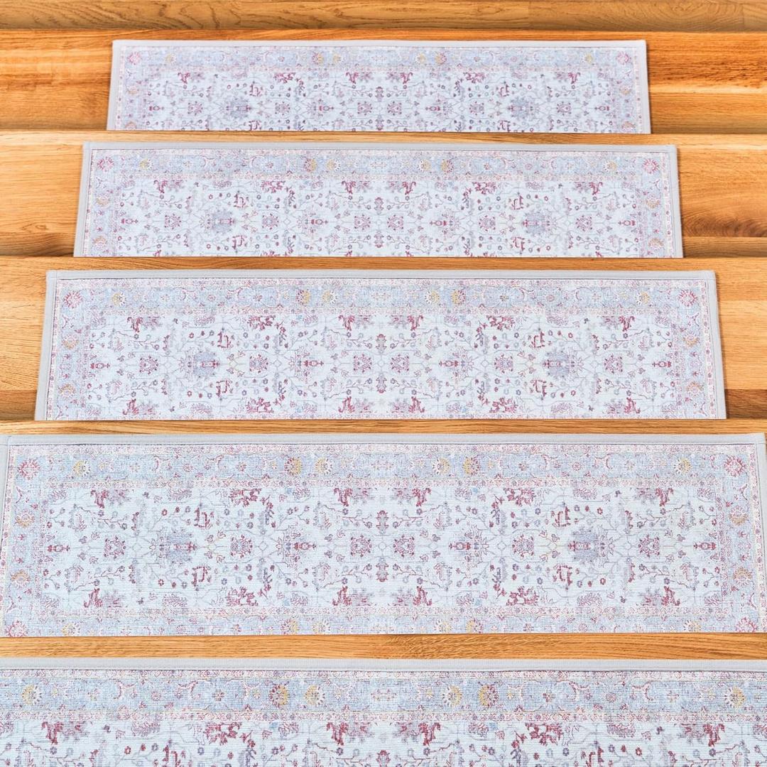 Carpet Stair Treads Non-Slip Light Grey  9x30 (15-Pack) Runners for Wooden Steps