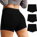 K-CHEONY Women's Boyshort Underwear High Waisted Ladies Panties Breathable Soft Postpartum Full Coverage Boxer Briefs 3Pack (Large)